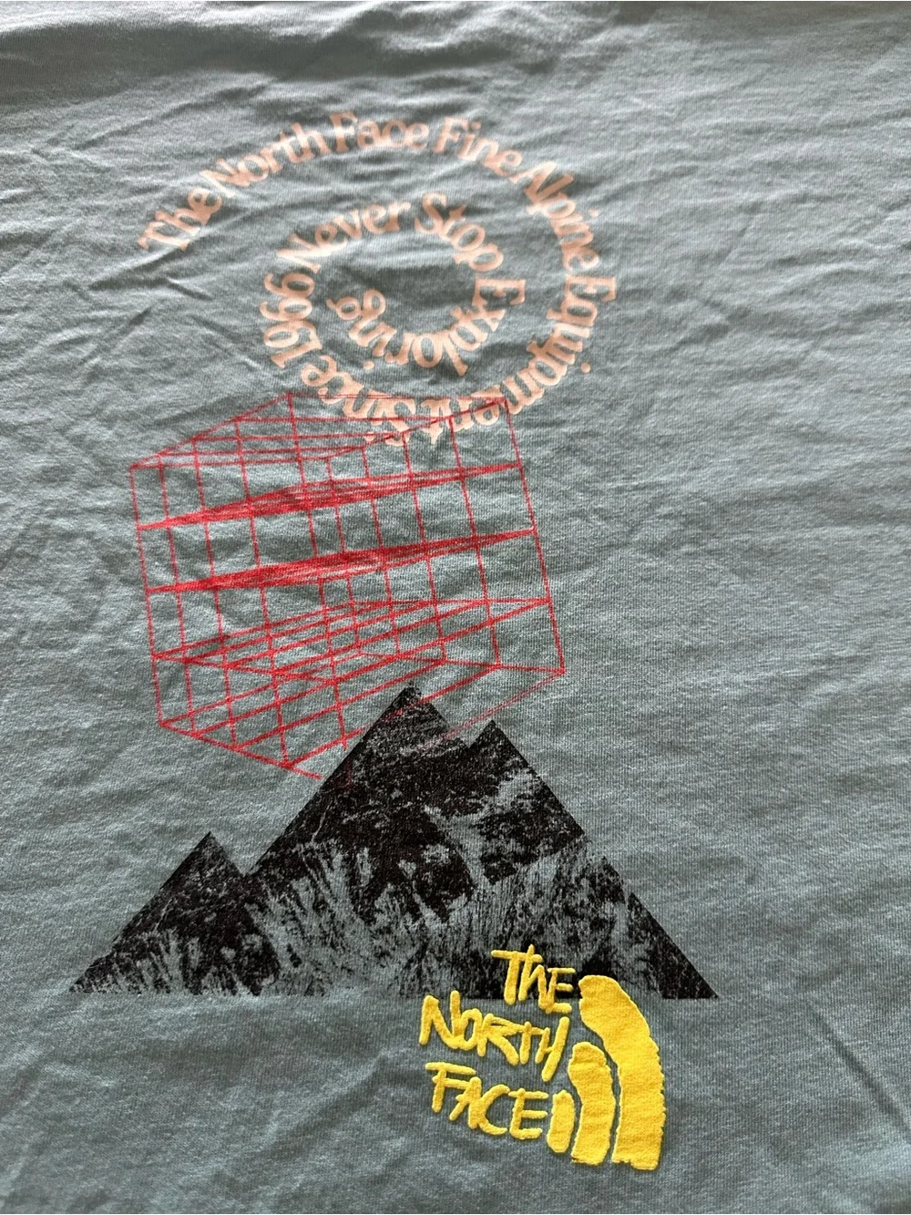 The North Face Men's Light Sage Green Mountain Graphic Short Sleeve Tee Great!